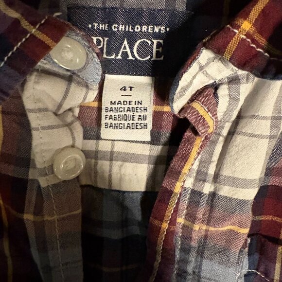 EUC The Children's Place Red Plaid Shirt (4T) - Picture 3 of 4